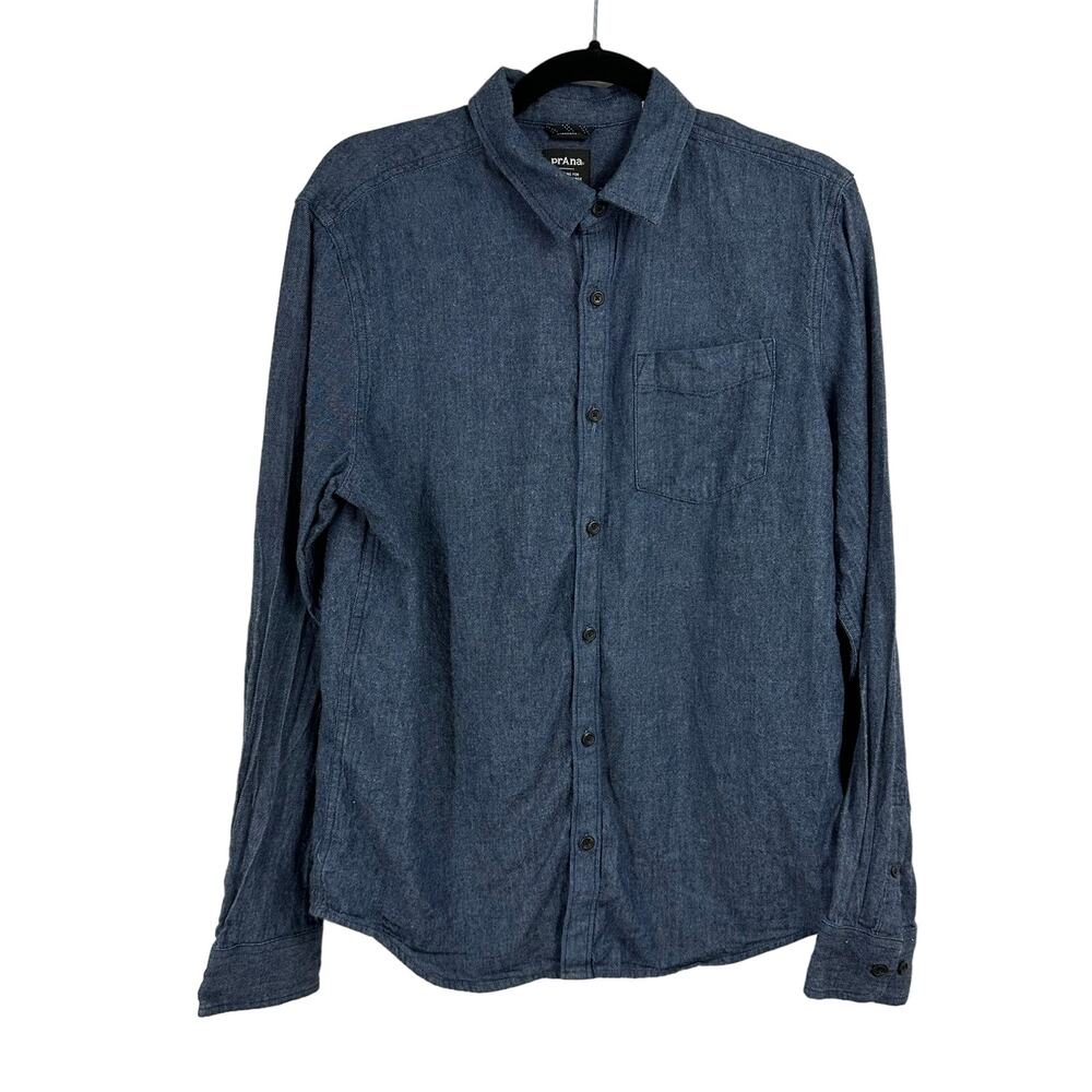 Prana Women’s Chambray Button Up Shirt‎ Small Long Sleeve Organic Cotton